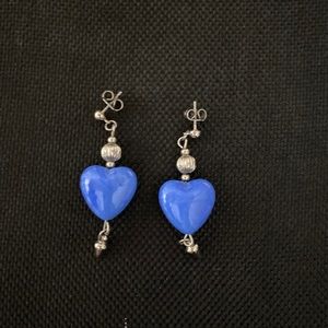Blue heart earrings
